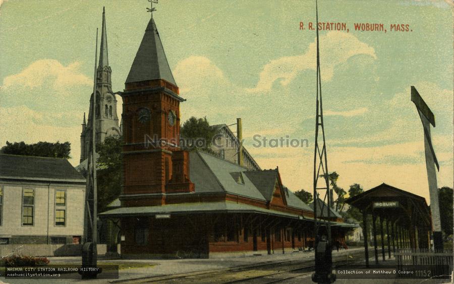 Postcard: Railroad Station, Woburn, Massachusetts